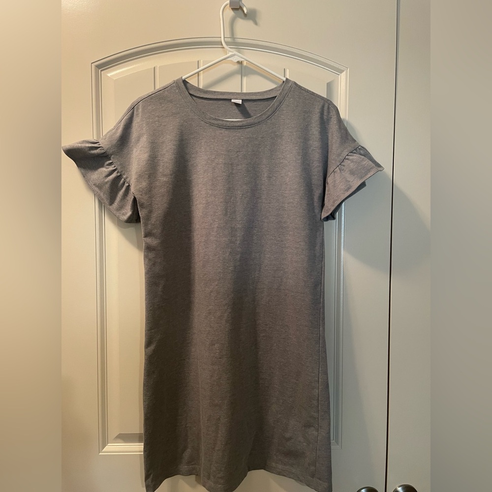 Old Navy - Gray Ruffle Sleeve Cotton Blend Dress
